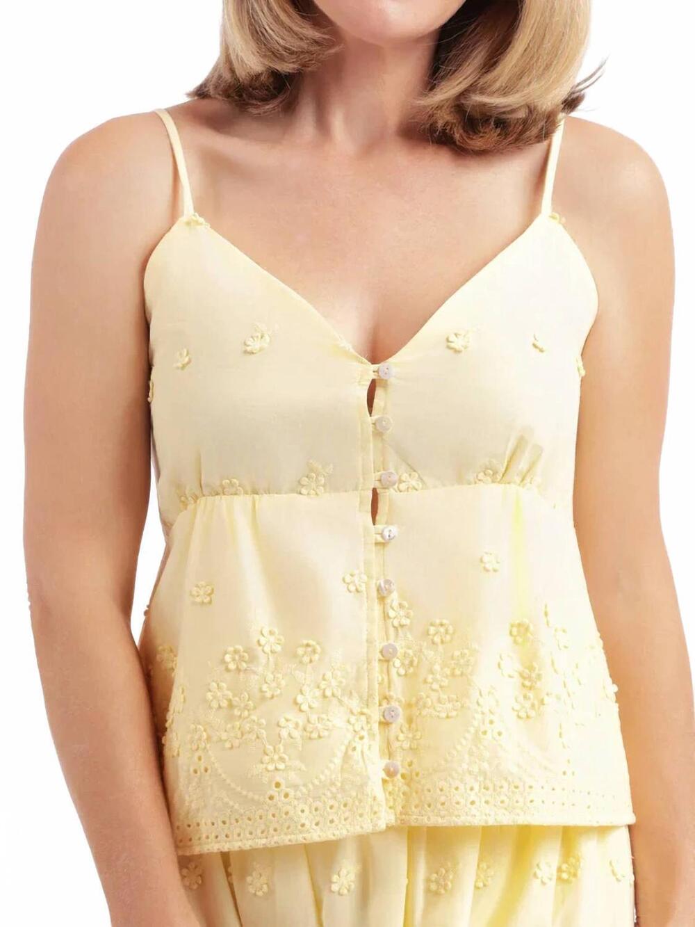NEW SADIE & SAGE beachglass embroidered tank in yellow
